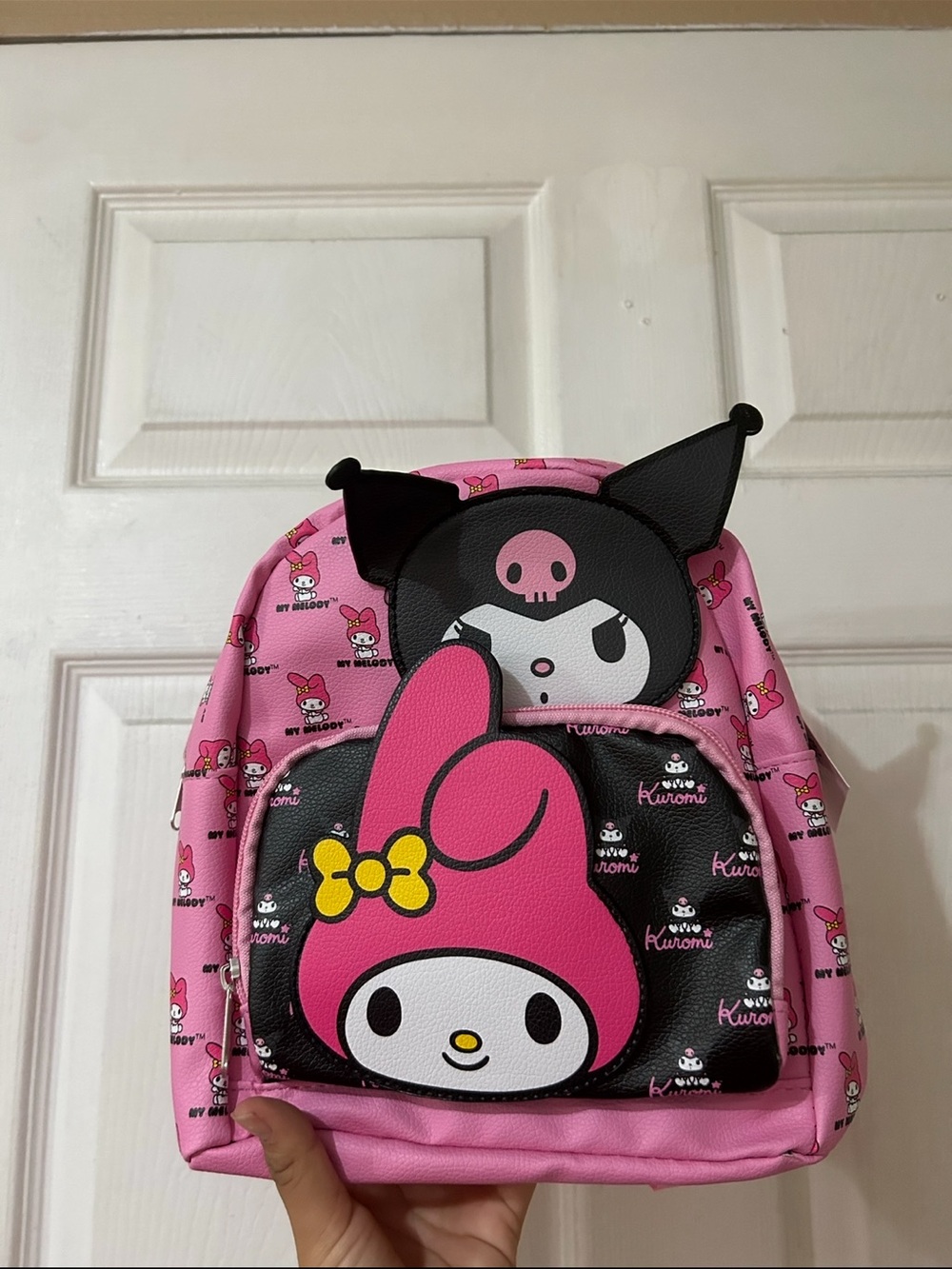 Sanrio Pink My Melody & Kuromi Kids Backpack with Black Accents